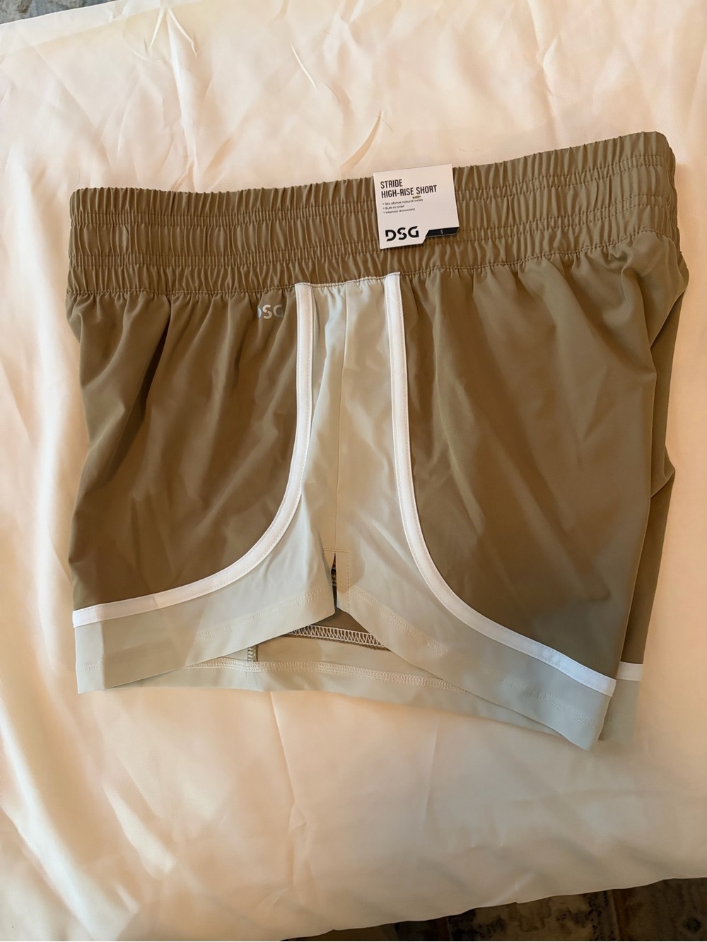 DSG Warm stone/cream Athletic High-Rise Shorts with White Trim